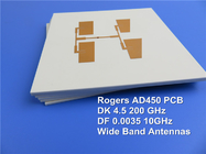 PWB de alta frecuencia de Rogers AD450 empleado el substrato de 10mil 0.254m m con el oro de la inmersión para las antenas anchas de la banda.