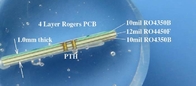 PWB de alta frecuencia de 4 capas empleado la base 2 de 10mil RO4350B con el oro de la inmersión para el sistema inalámbrico de la antena