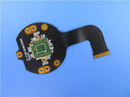Circuito impreso flexible de la capa doble (FPC) con Coverlay y FR4 negros como refuerzo más los cojines del oro para el interruptor del gigabyte