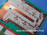 Placa de circuito híbrida del RF PWB de alta frecuencia de 5 capas empleado 10mil RO4350B y FR-4
