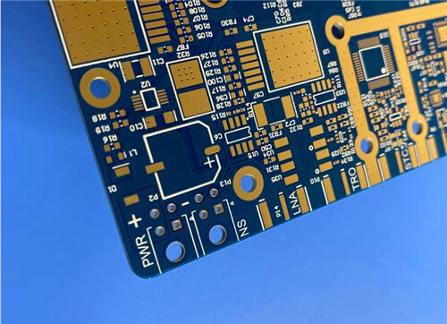 10 capas de PCB híbrido de alta frecuencia RO4003C laminados cerámicos de hidrocarburos + 370HR FR-4 sistemas epoxi Inmersión Oro acabado